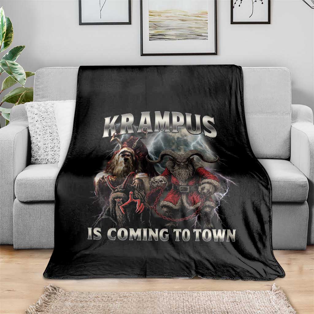 Krampus Is Coming To Town Throw Blanket Vintage Gothic Dark Xmas Gift Horror Holiday TS10 Print Your Wear