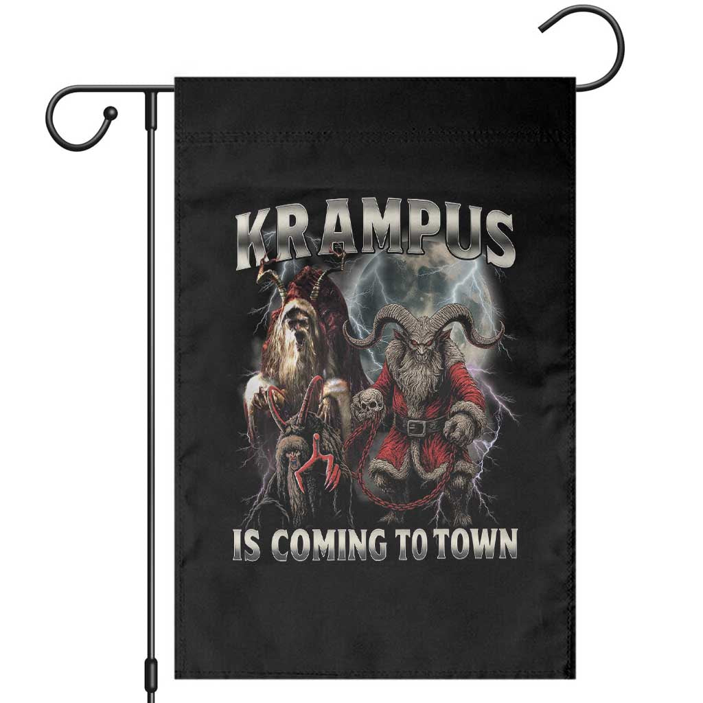 Krampus Is Coming To Town Garden Flag Vintage Gothic Dark Xmas Gift Horror Holiday TS10 Black Print Your Wear