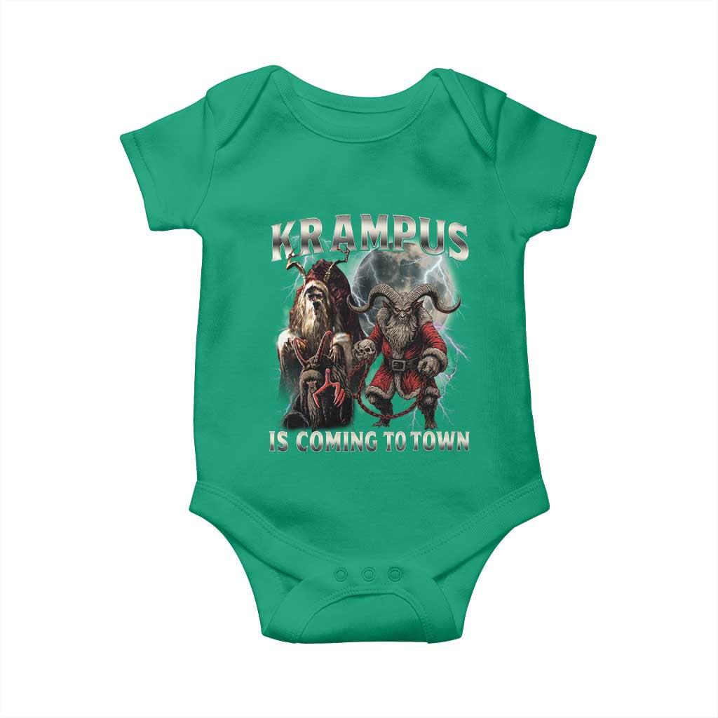 Krampus Is Coming To Town Baby Onesie Vintage Gothic Dark Xmas Gift Horror Holiday TS10 Irish Green Print Your Wear