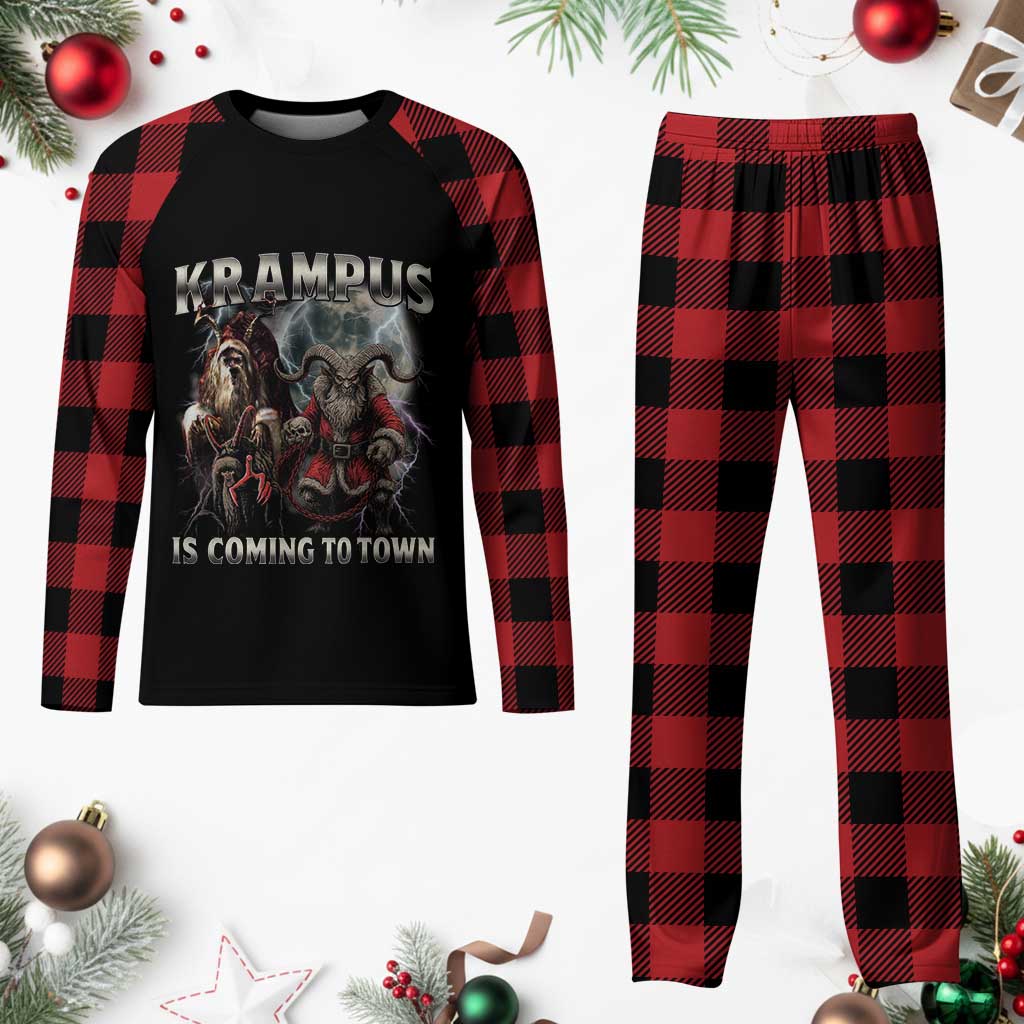 Krampus Is Coming To Town Plaid Pajama Set Vintage Gothic Dark Xmas Gift Horror Holiday TS10 Buffalo Plaid Print Your Wear