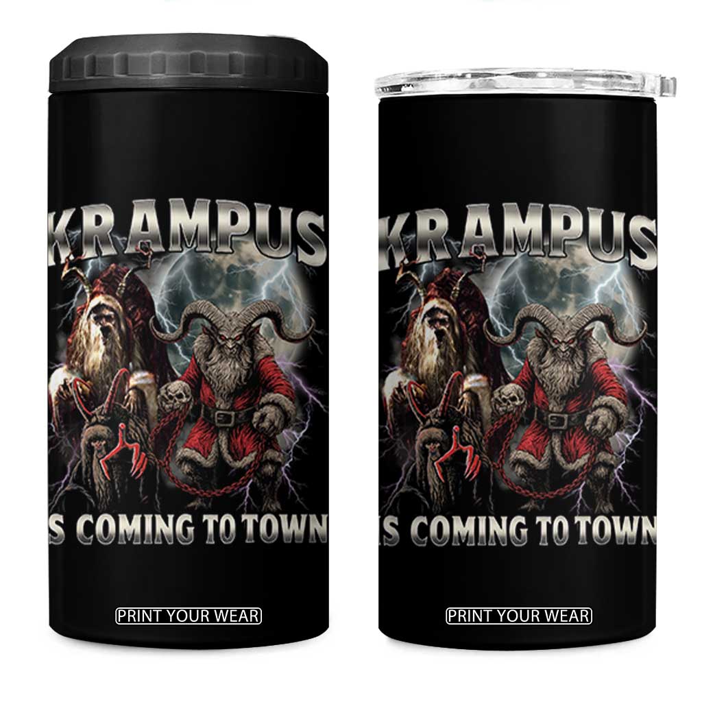 Krampus Is Coming To Town 4 in 1 Can Cooler Tumbler Vintage Gothic Dark Xmas Gift Horror Holiday TS10 One Size: 16 oz Black Print Your Wear