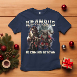 Krampus Is Coming To Town T Shirt Vintage Gothic Dark Xmas Gift Horror Holiday TS10 Navy Print Your Wear