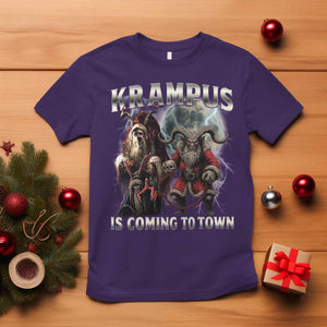 Krampus Is Coming To Town T Shirt Vintage Gothic Dark Xmas Gift Horror Holiday TS10 Purple Print Your Wear