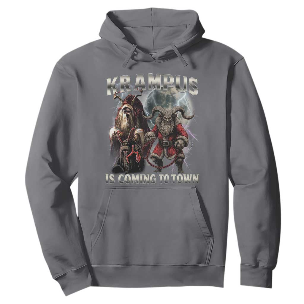 Krampus Is Coming To Town Hoodie Vintage Gothic Dark Xmas Gift Horror Holiday TS10 Charcoal Print Your Wear