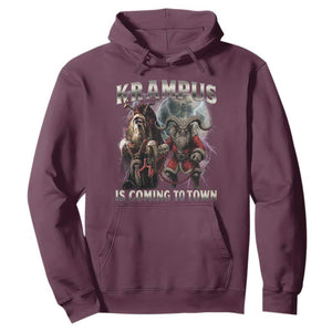 Krampus Is Coming To Town Hoodie Vintage Gothic Dark Xmas Gift Horror Holiday TS10 Maroon Print Your Wear