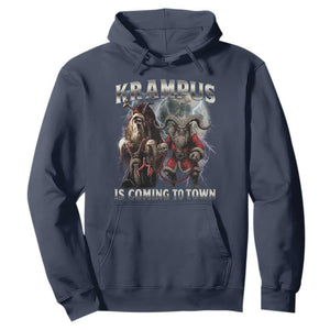 Krampus Is Coming To Town Hoodie Vintage Gothic Dark Xmas Gift Horror Holiday TS10 Navy Print Your Wear