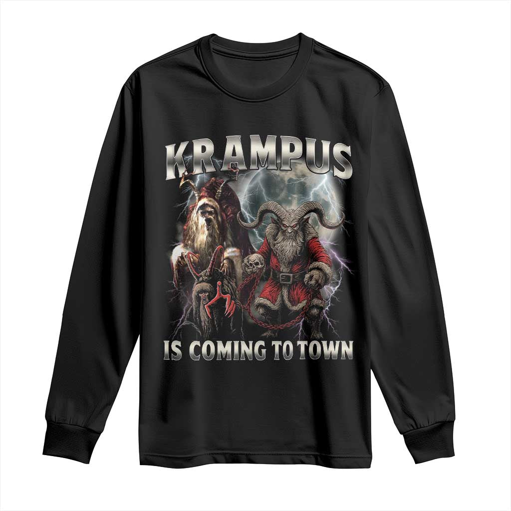 Krampus Is Coming To Town Long Sleeve Shirt Vintage Gothic Dark Xmas Gift Horror Holiday TS10 Black Print Your Wear