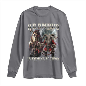 Krampus Is Coming To Town Long Sleeve Shirt Vintage Gothic Dark Xmas Gift Horror Holiday TS10 Charcoal Print Your Wear