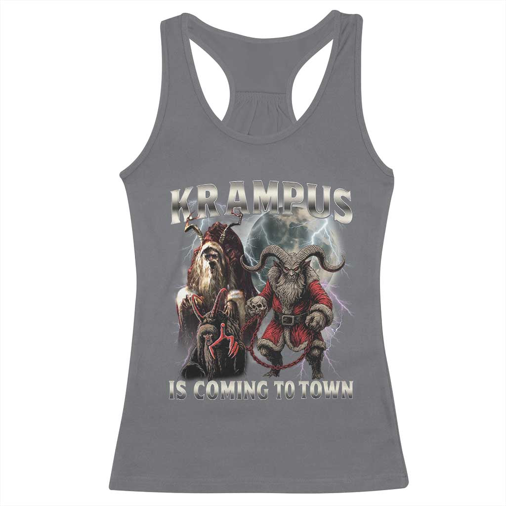Krampus Is Coming To Town Racerback Tank Top Vintage Gothic Dark Xmas Gift Horror Holiday TS10 Charcoal Print Your Wear