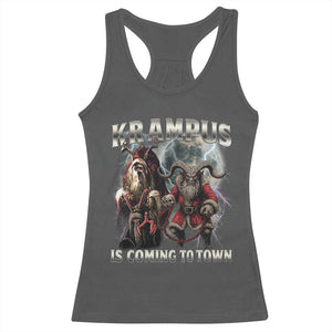 Krampus Is Coming To Town Racerback Tank Top Vintage Gothic Dark Xmas Gift Horror Holiday TS10 Dark Heather Print Your Wear