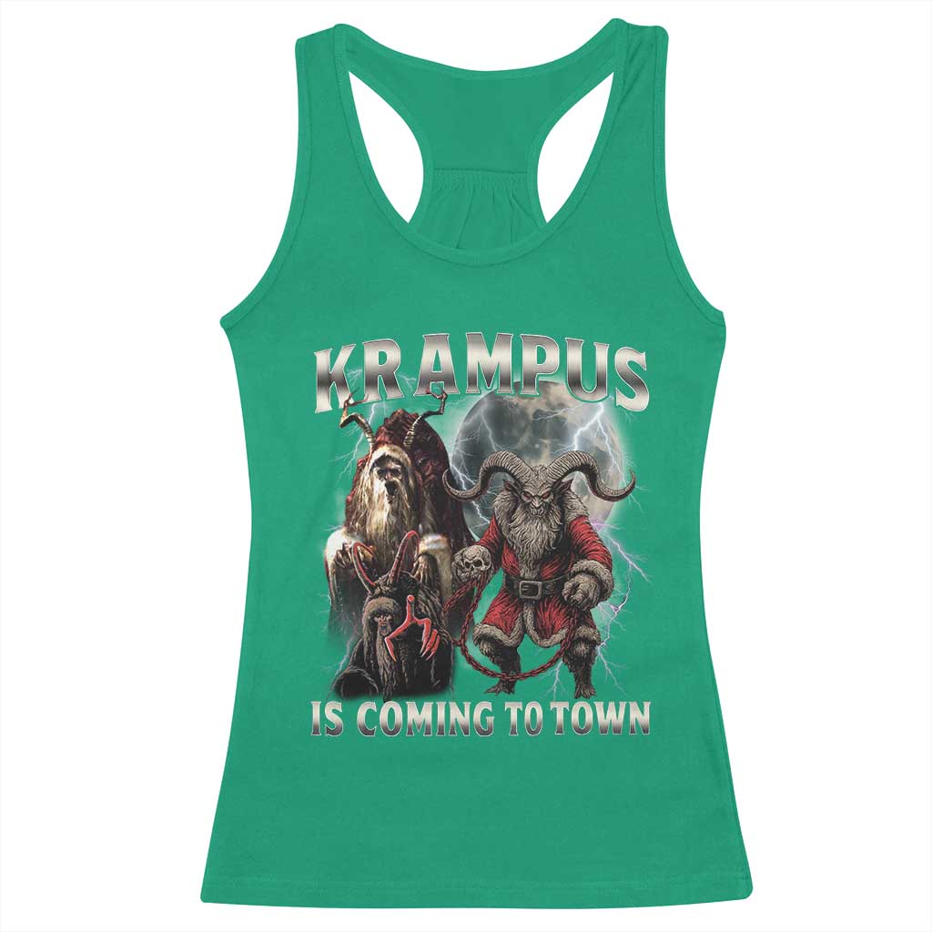 Krampus Is Coming To Town Racerback Tank Top Vintage Gothic Dark Xmas Gift Horror Holiday TS10 Irish Green Print Your Wear