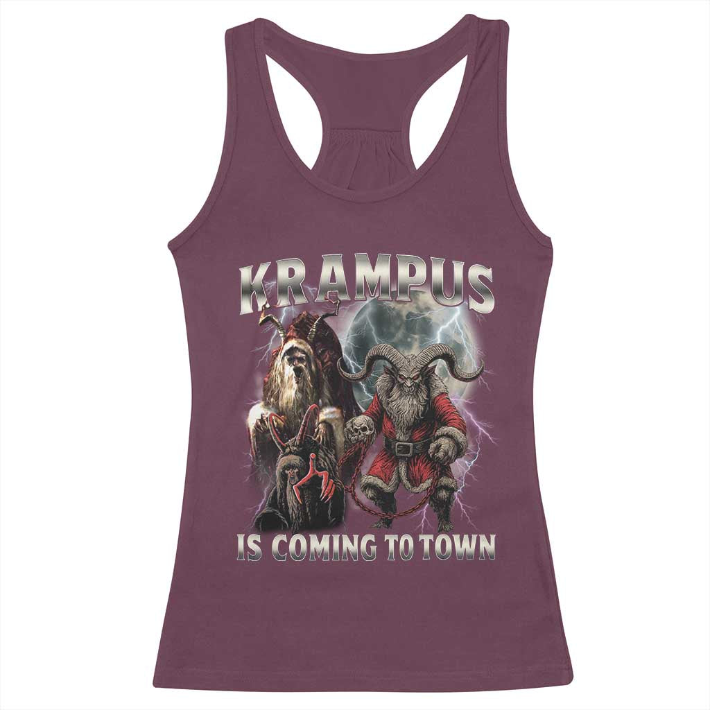 Krampus Is Coming To Town Racerback Tank Top Vintage Gothic Dark Xmas Gift Horror Holiday TS10 Maroon Print Your Wear
