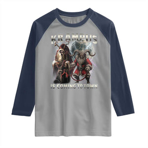 Krampus Is Coming To Town Raglan Shirt Vintage Gothic Dark Xmas Gift Horror Holiday TS10 Sport Gray Navy Print Your Wear