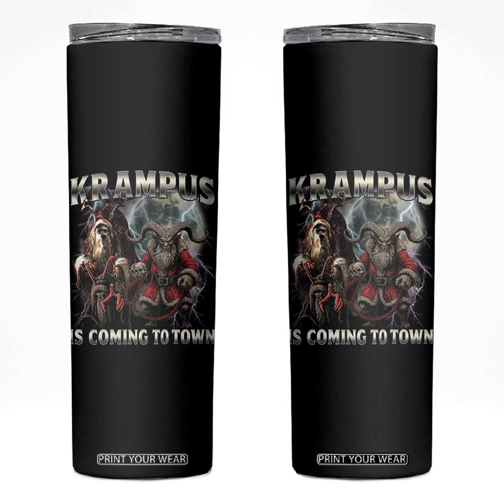 Krampus Is Coming To Town Skinny Tumbler Vintage Gothic Dark Xmas Gift Horror Holiday TS10 Black Print Your Wear