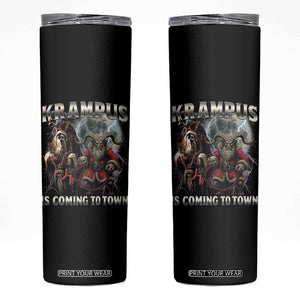 Krampus Is Coming To Town Skinny Tumbler Vintage Gothic Dark Xmas Gift Horror Holiday TS10 Black Print Your Wear