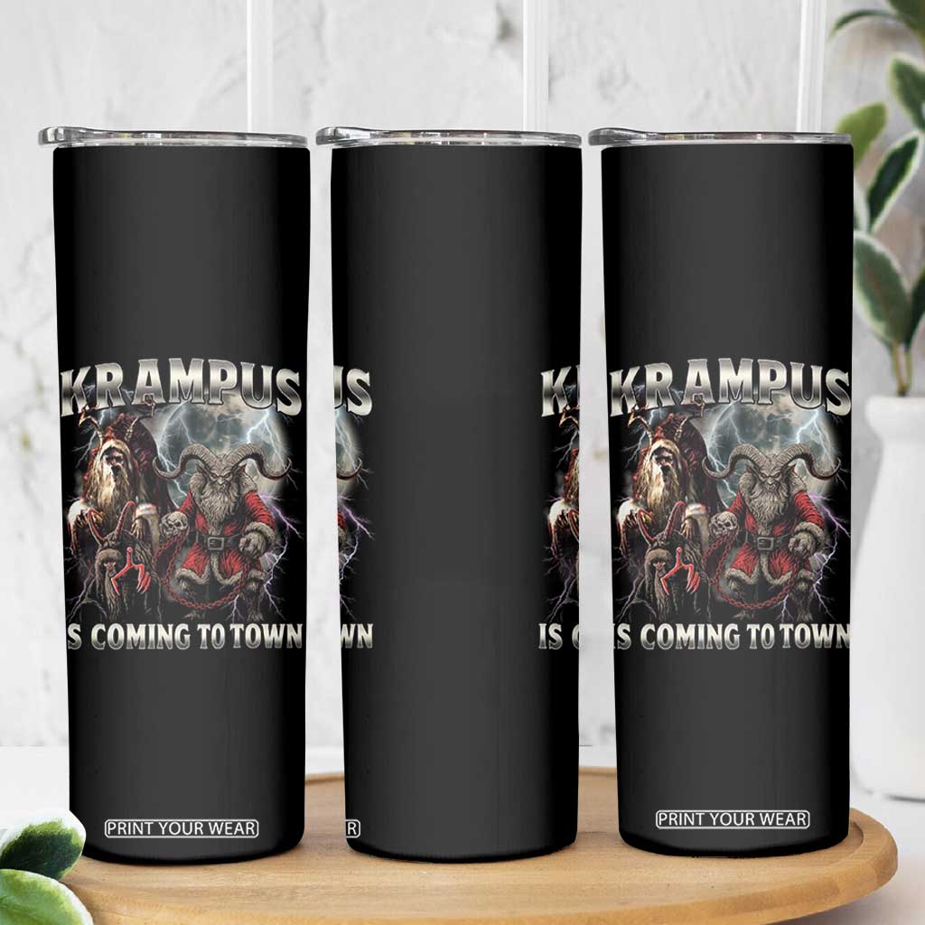 Krampus Is Coming To Town Skinny Tumbler Vintage Gothic Dark Xmas Gift Horror Holiday TS10 Print Your Wear