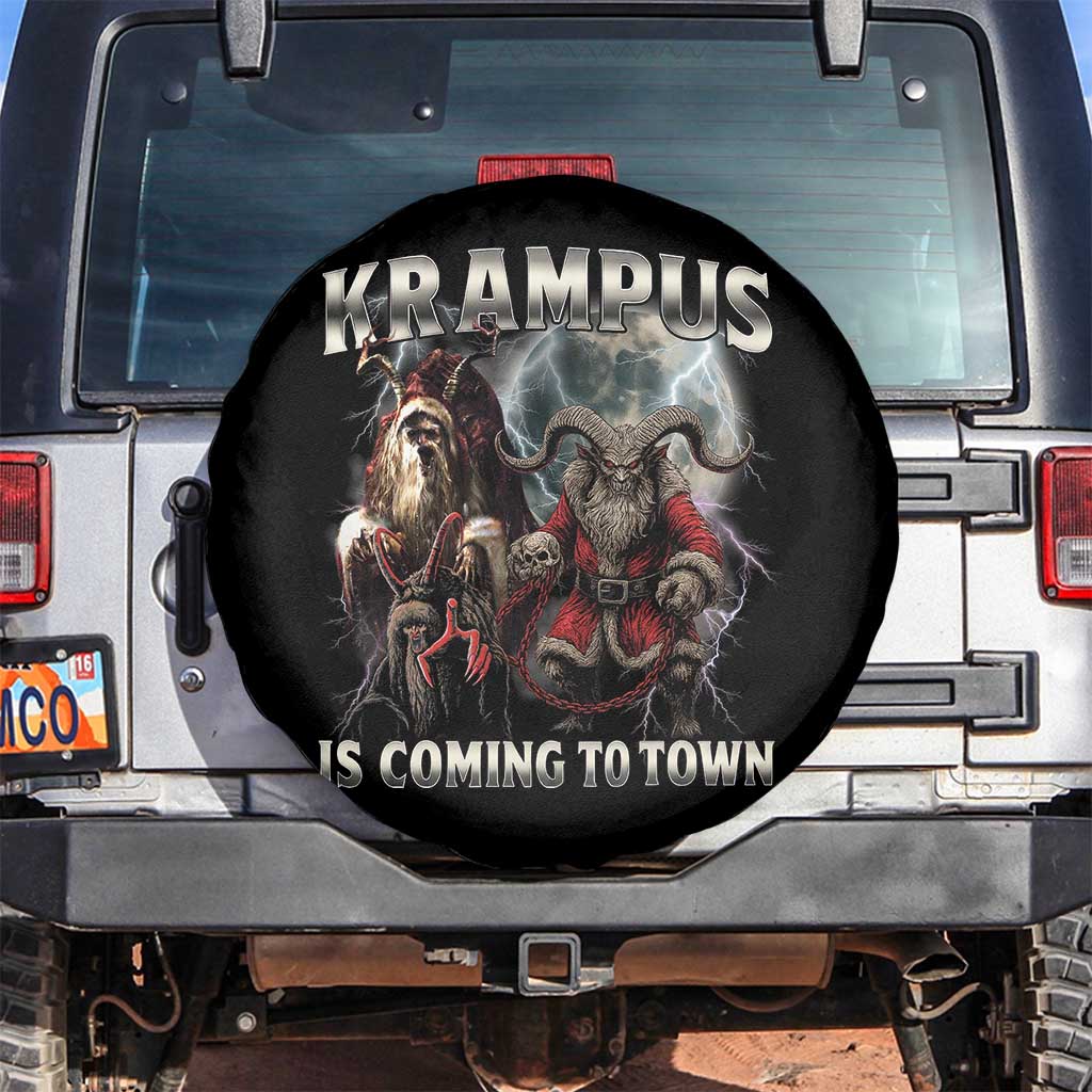 Krampus Is Coming To Town Spare Tire Cover Vintage Gothic Dark Xmas Gift Horror Holiday TS10 No hole Black Print Your Wear