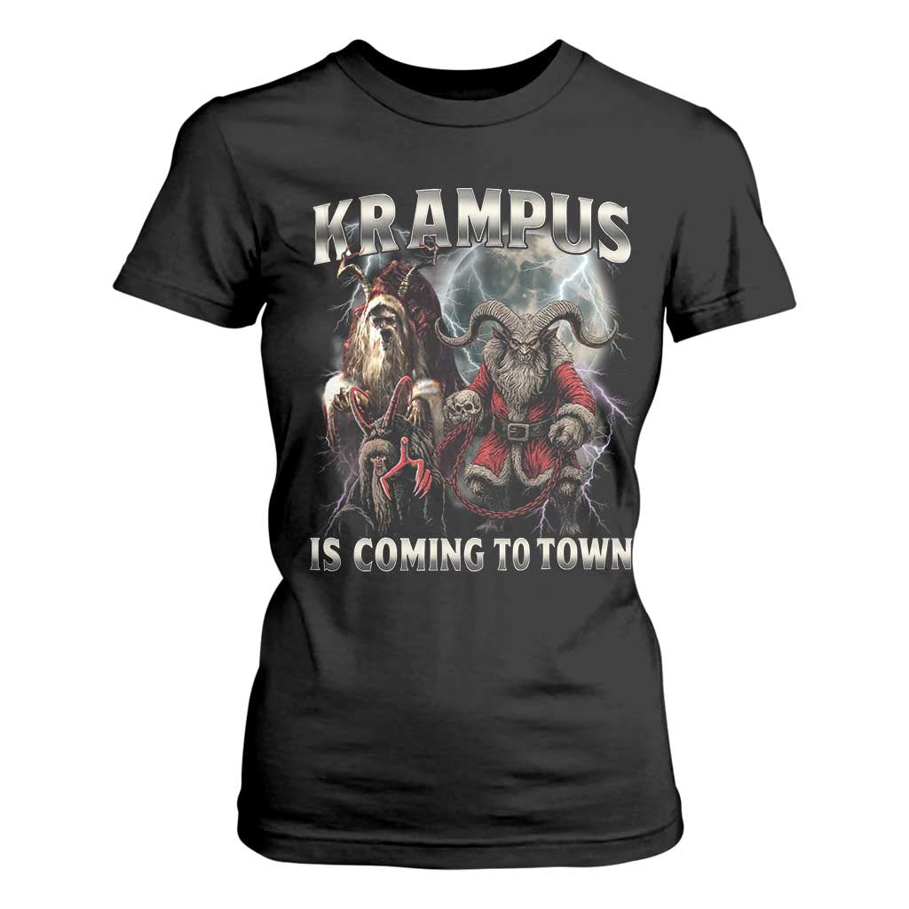 Krampus Is Coming To Town T Shirt For Women Vintage Gothic Dark Xmas Gift Horror Holiday TS10 Black Print Your Wear
