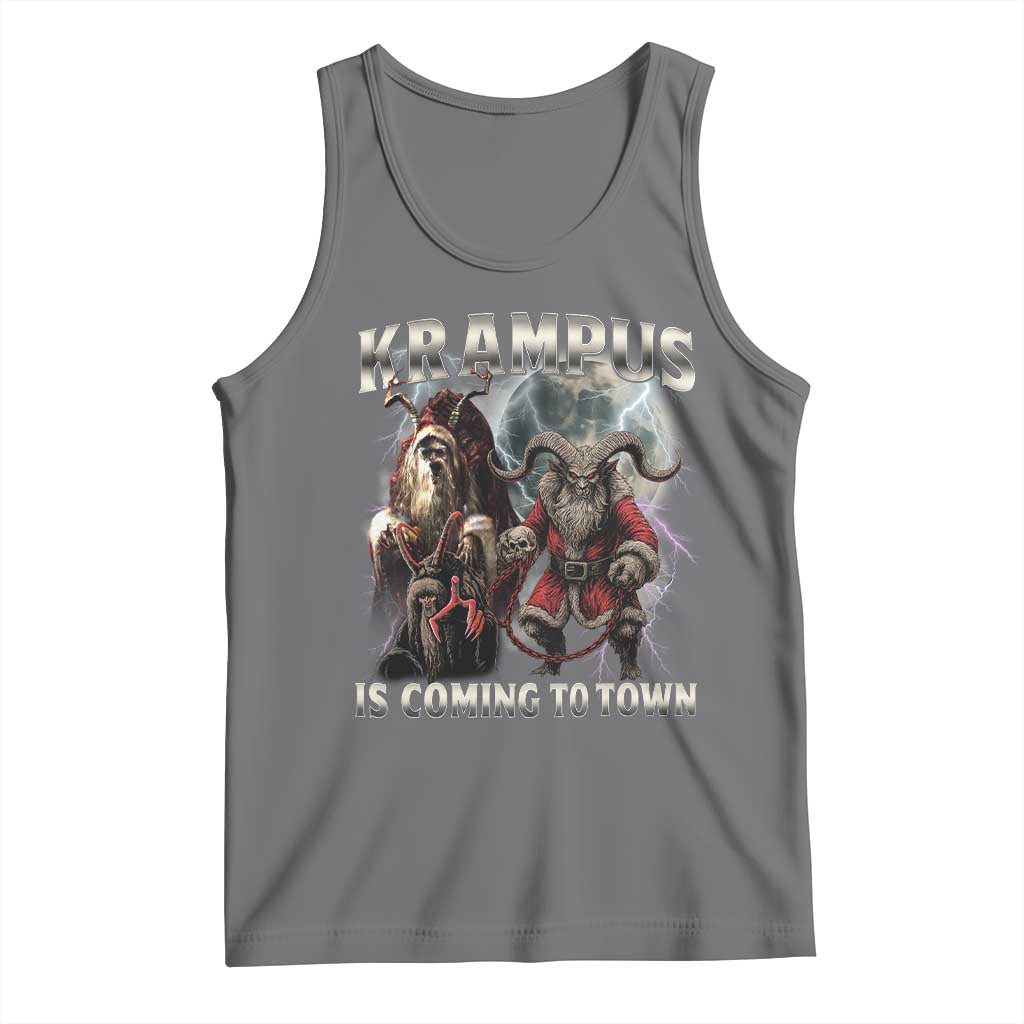 Krampus Is Coming To Town Tank Top Vintage Gothic Dark Xmas Gift Horror Holiday TS10 Black Heather Print Your Wear