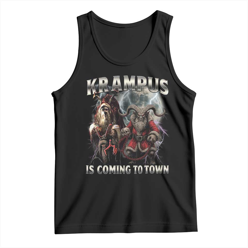 Krampus Is Coming To Town Tank Top Vintage Gothic Dark Xmas Gift Horror Holiday TS10 Black Print Your Wear