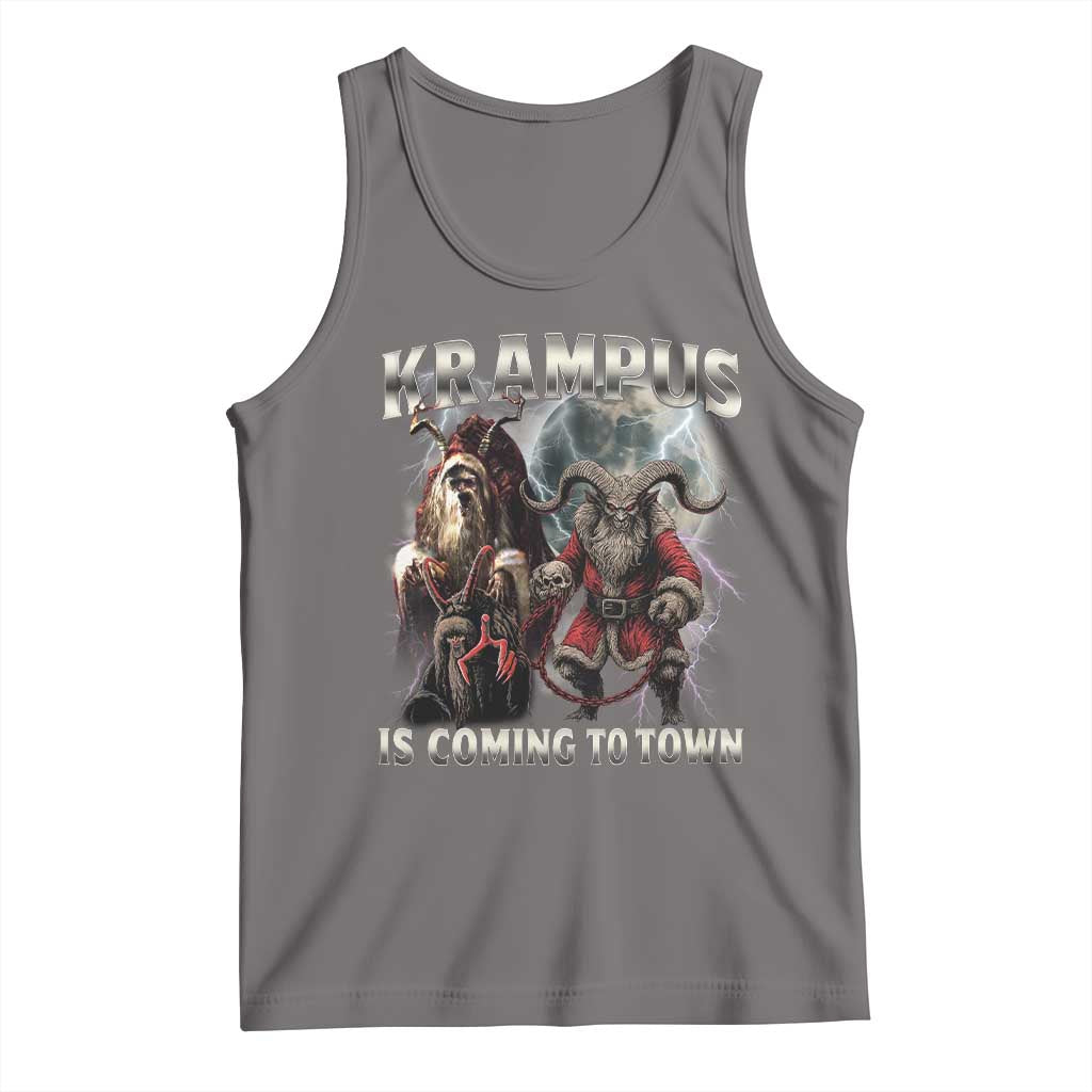 Krampus Is Coming To Town Tank Top Vintage Gothic Dark Xmas Gift Horror Holiday TS10 Deep Heather Print Your Wear