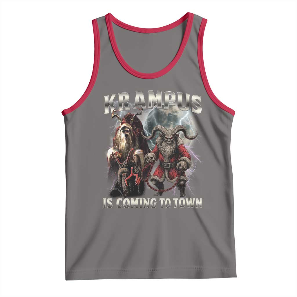 Krampus Is Coming To Town Tank Top Vintage Gothic Dark Xmas Gift Horror Holiday TS10 Deep Heather Red Print Your Wear