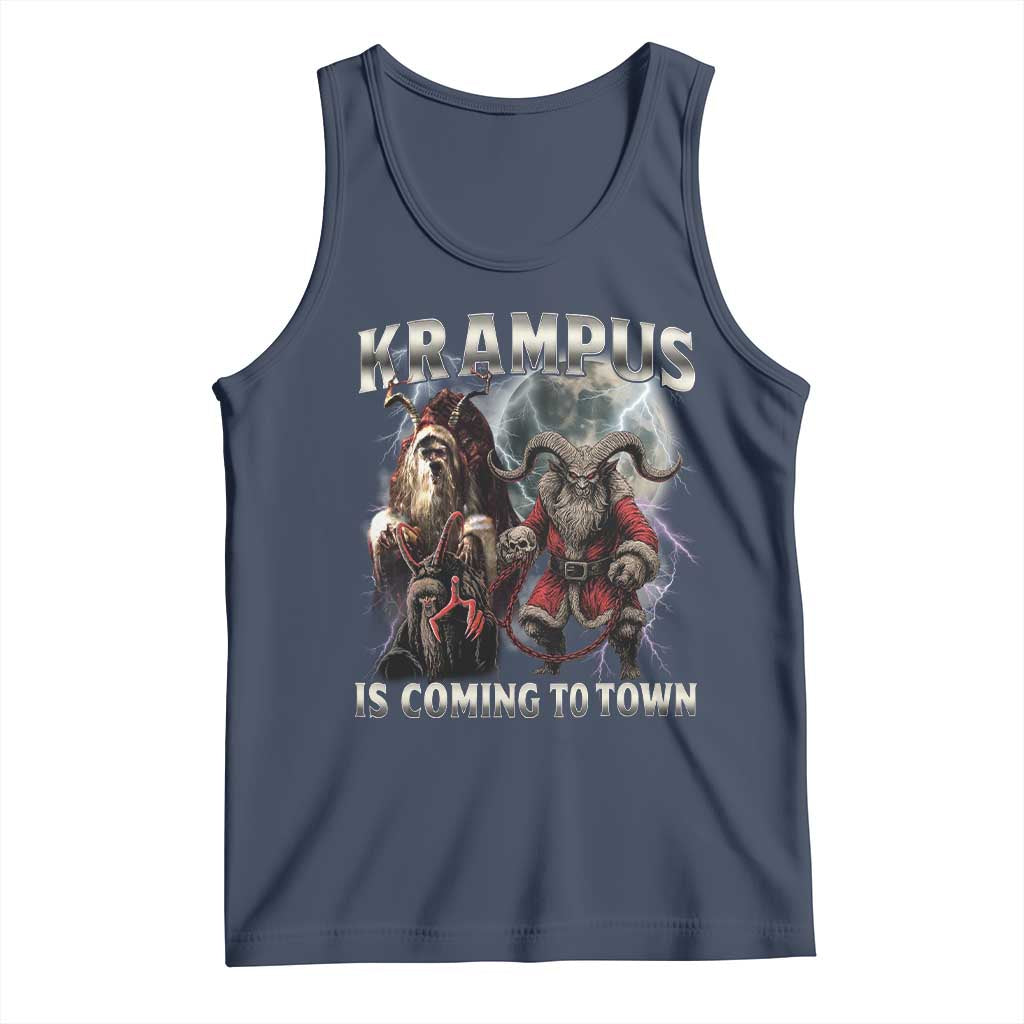 Krampus Is Coming To Town Tank Top Vintage Gothic Dark Xmas Gift Horror Holiday TS10 Navy Print Your Wear