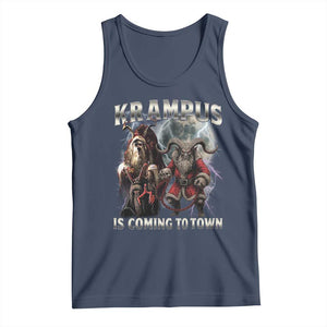 Krampus Is Coming To Town Tank Top Vintage Gothic Dark Xmas Gift Horror Holiday TS10 Navy Print Your Wear