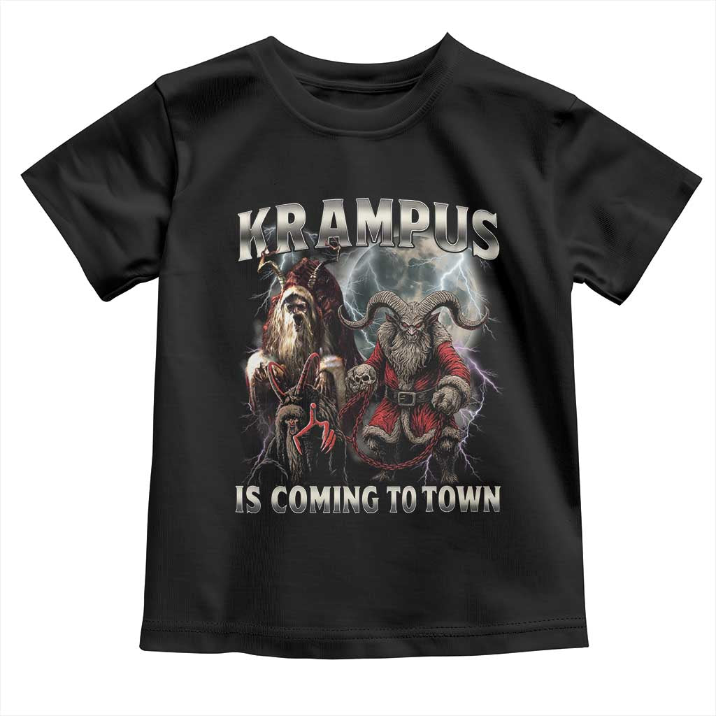 Krampus Is Coming To Town Toddler T Shirt Vintage Gothic Dark Xmas Gift Horror Holiday TS10 Black Print Your Wear