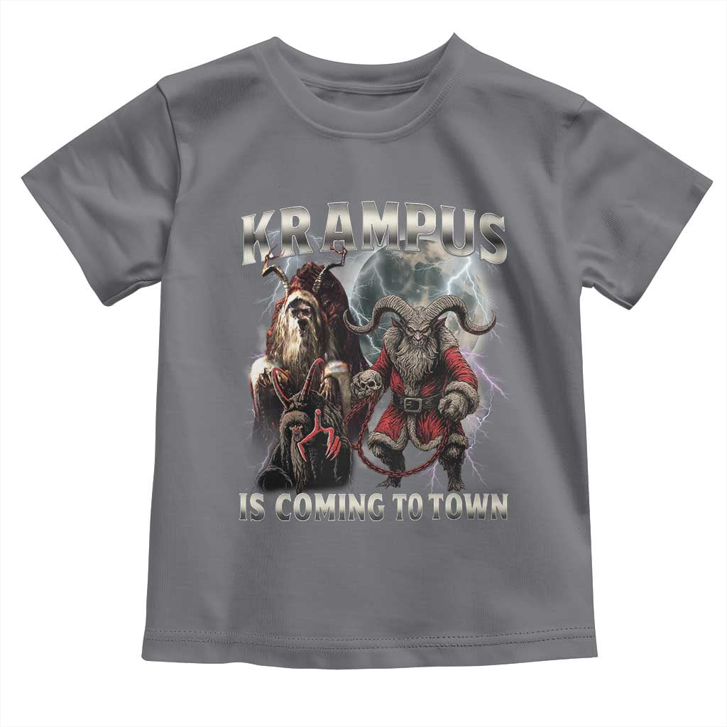 Krampus Is Coming To Town Toddler T Shirt Vintage Gothic Dark Xmas Gift Horror Holiday TS10 Charcoal Print Your Wear