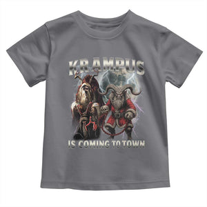 Krampus Is Coming To Town Toddler T Shirt Vintage Gothic Dark Xmas Gift Horror Holiday TS10 Charcoal Print Your Wear