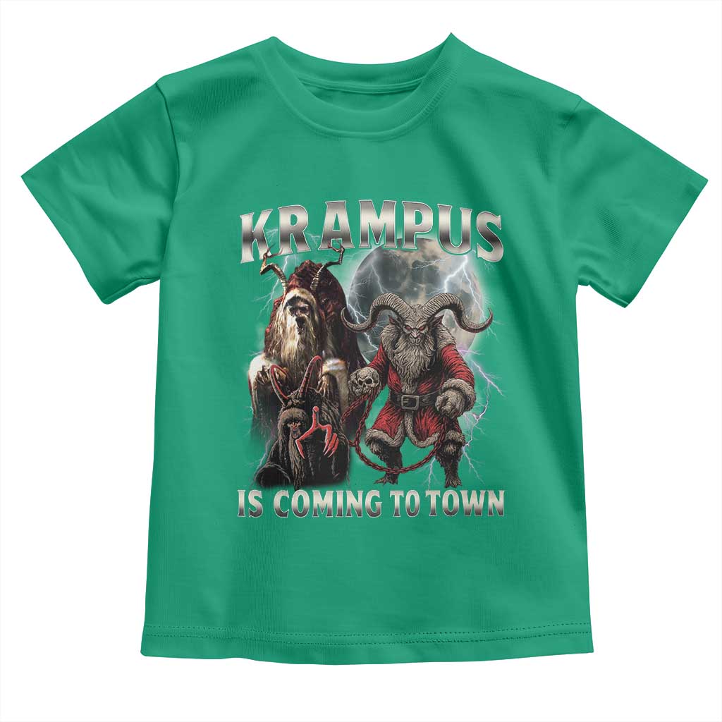 Krampus Is Coming To Town Toddler T Shirt Vintage Gothic Dark Xmas Gift Horror Holiday TS10 Irish Green Print Your Wear