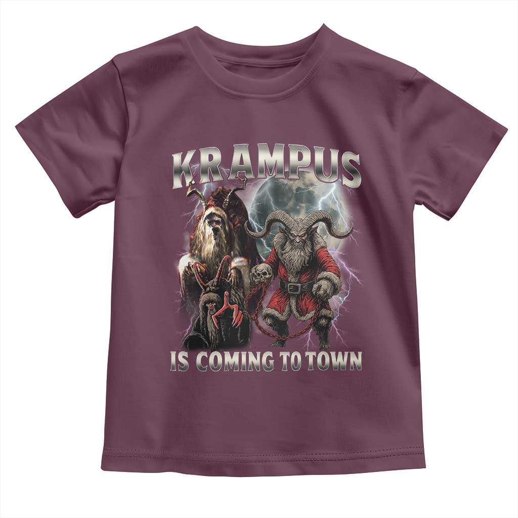 Krampus Is Coming To Town Toddler T Shirt Vintage Gothic Dark Xmas Gift Horror Holiday TS10 Maroon Print Your Wear