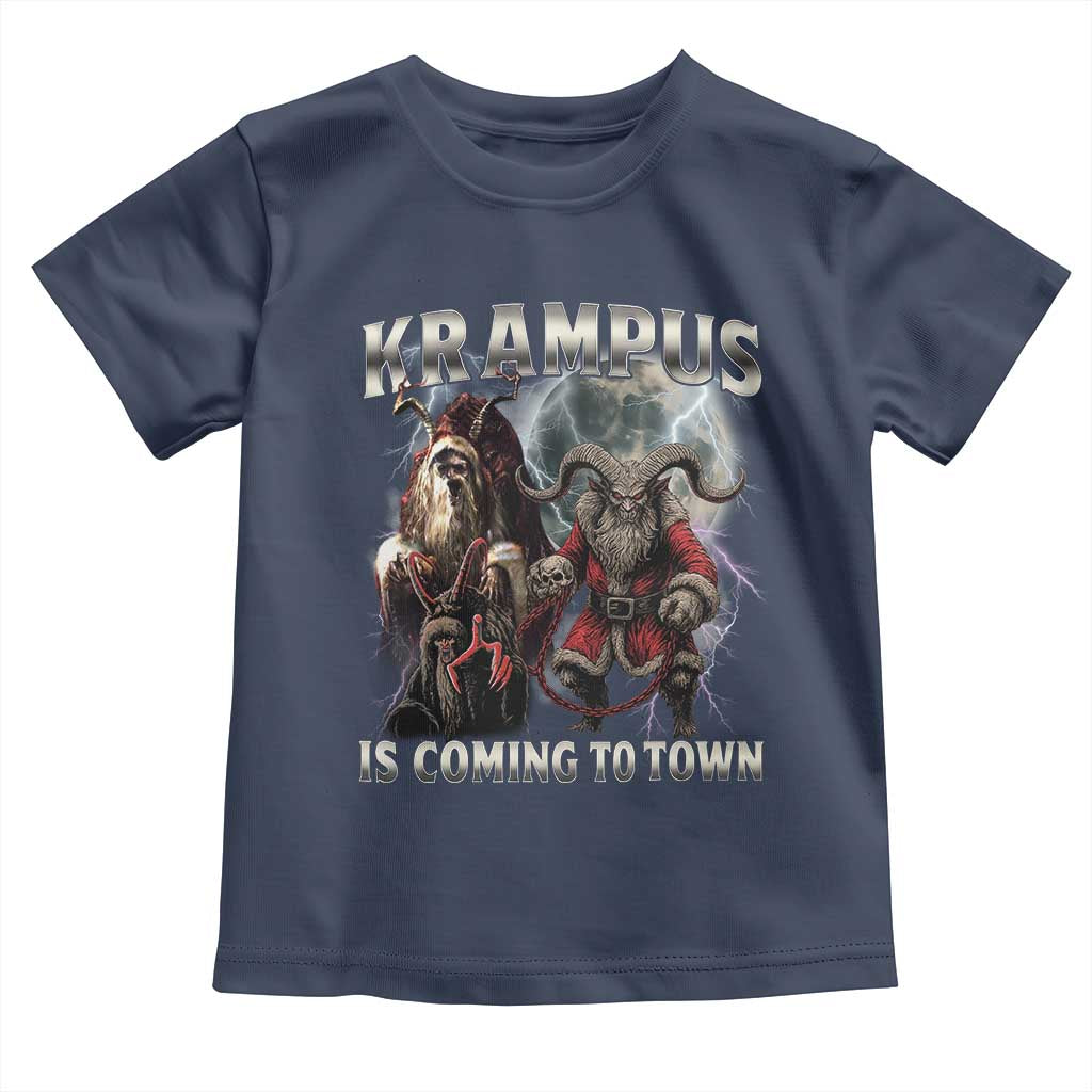 Krampus Is Coming To Town Toddler T Shirt Vintage Gothic Dark Xmas Gift Horror Holiday TS10 Navy Print Your Wear