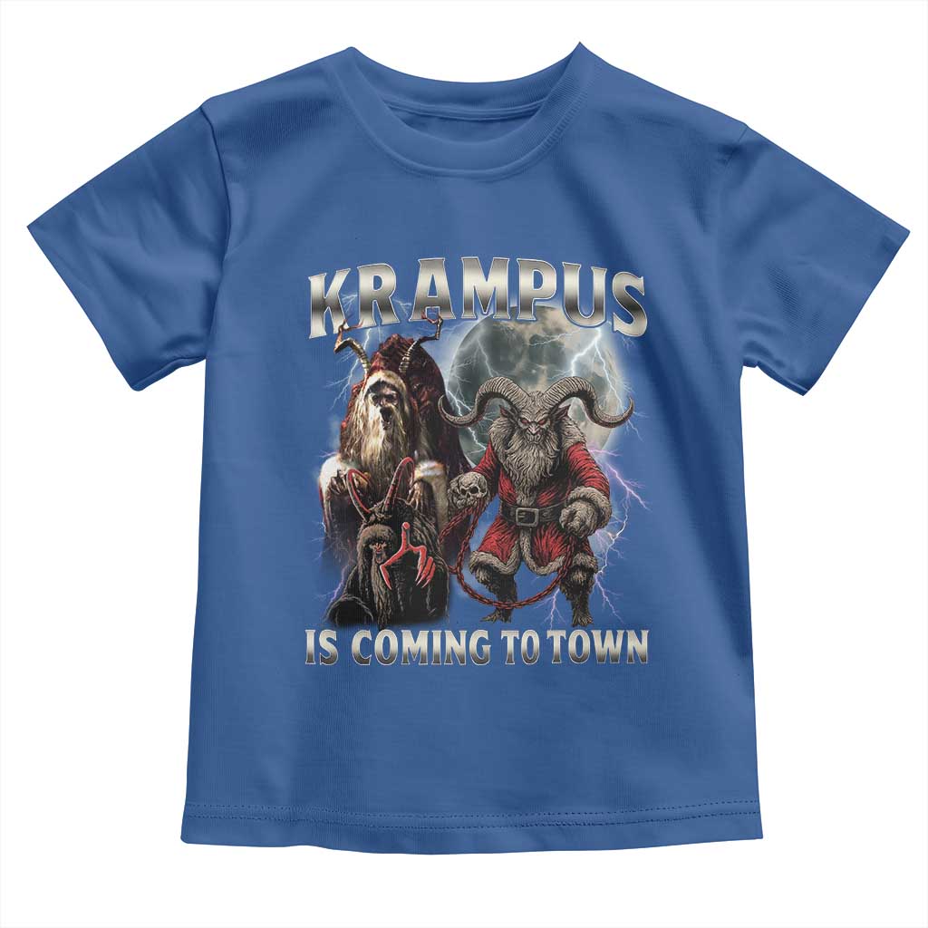 Krampus Is Coming To Town Toddler T Shirt Vintage Gothic Dark Xmas Gift Horror Holiday TS10 Royal Blue Print Your Wear