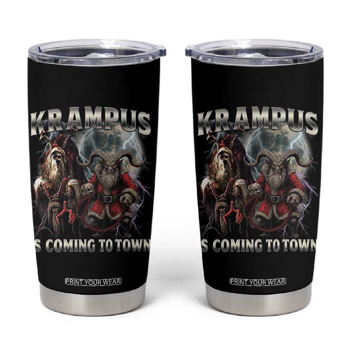 Krampus Is Coming To Town Tumbler Cup Vintage Gothic Dark Xmas Gift Horror Holiday TS10 Black Print Your Wear