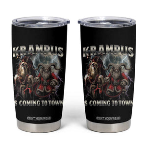 Krampus Is Coming To Town Tumbler Cup Vintage Gothic Dark Xmas Gift Horror Holiday TS10 Black Print Your Wear