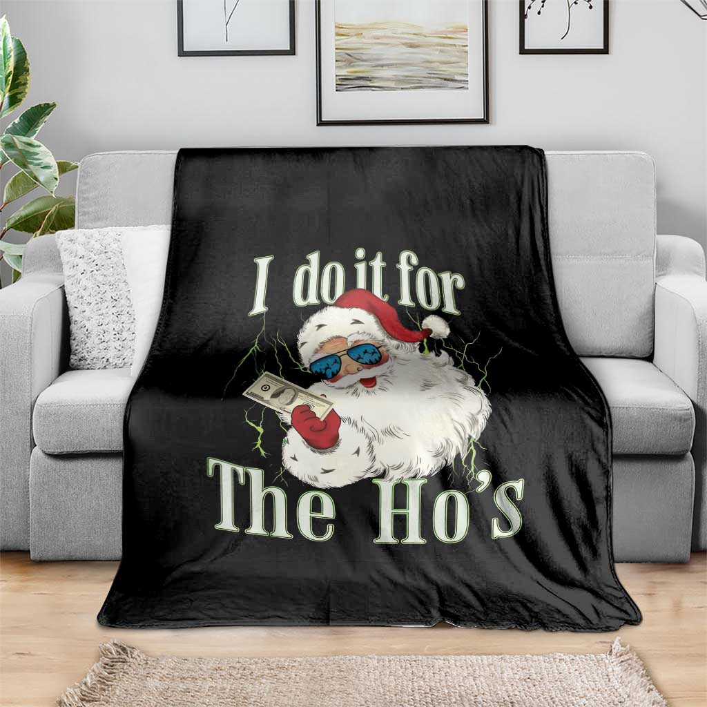 I Do It For The Hos Throw Blanket Rude Offensive Christmas Santa Face Retro Bootleg TS10 Print Your Wear