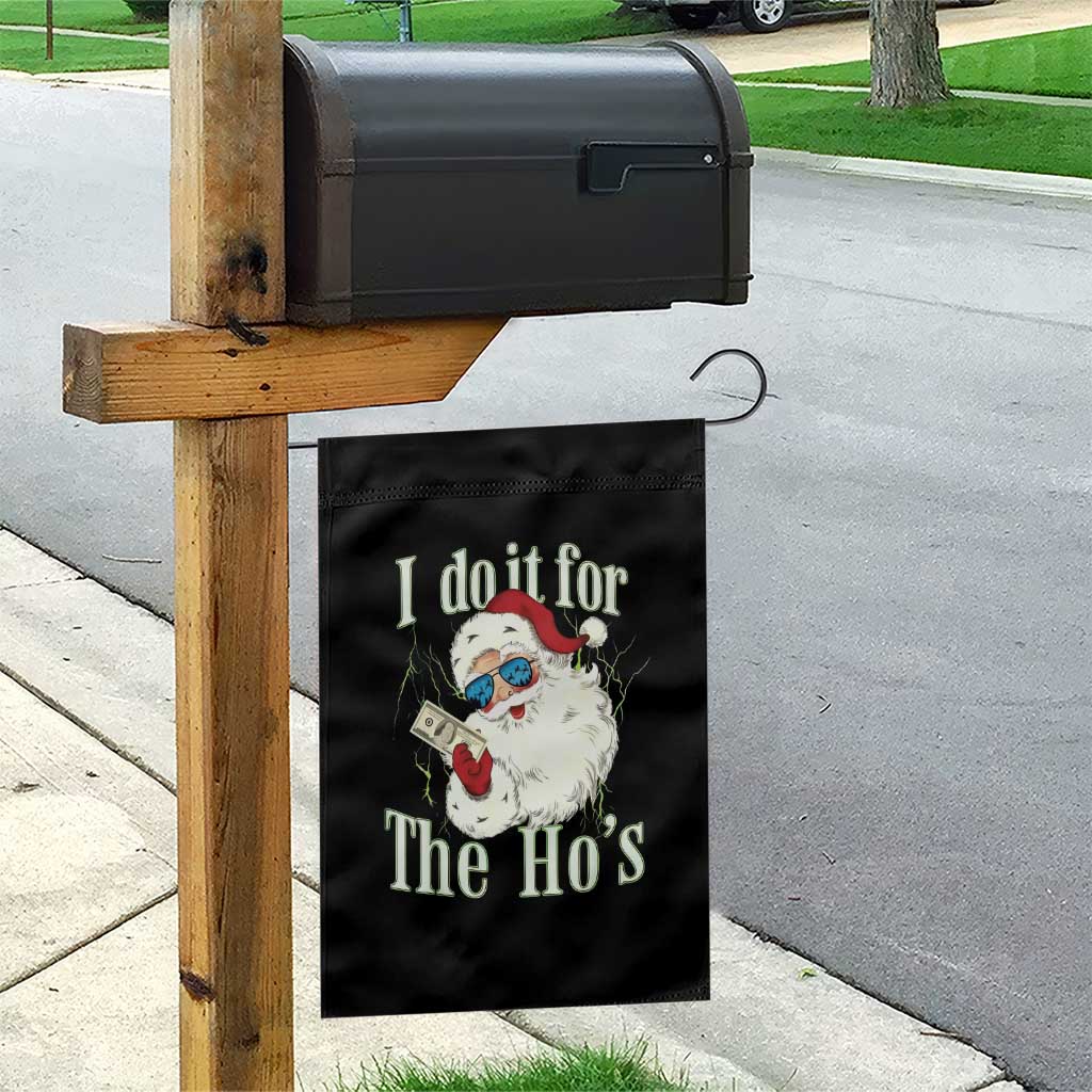 I Do It For The Hos Garden Flag Rude Offensive Christmas Santa Face Retro Bootleg TS10 Print Your Wear