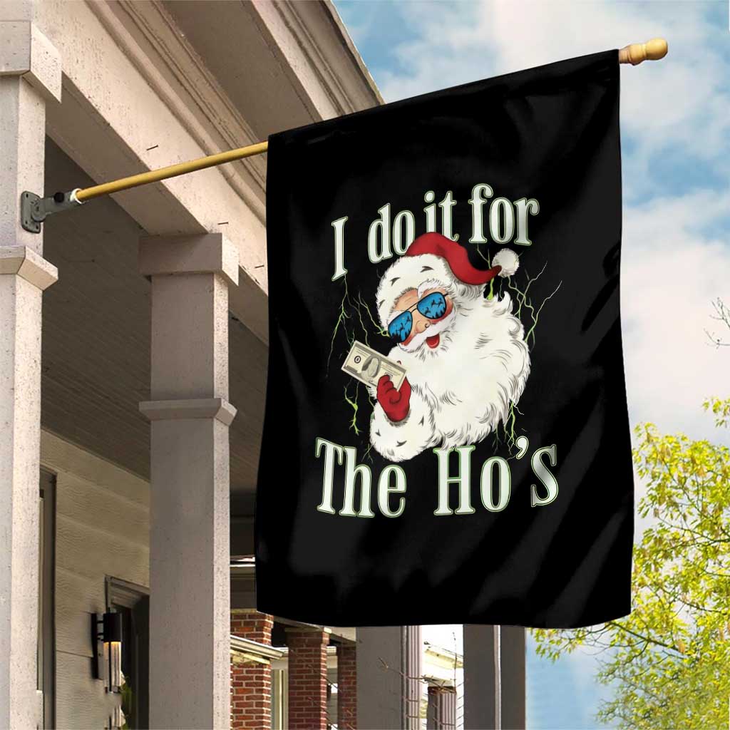 I Do It For The Hos Garden Flag Rude Offensive Christmas Santa Face Retro Bootleg TS10 Print Your Wear