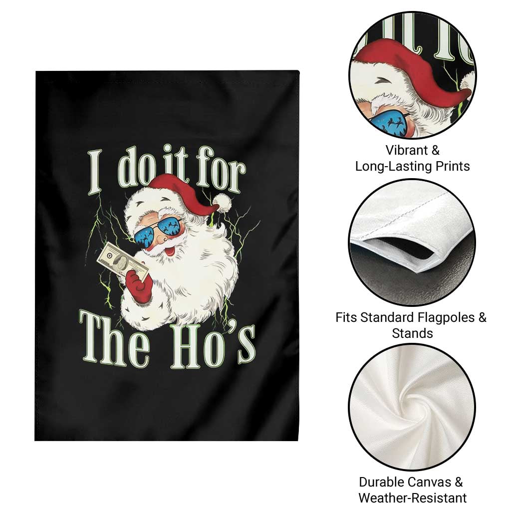 I Do It For The Hos Garden Flag Rude Offensive Christmas Santa Face Retro Bootleg TS10 Print Your Wear