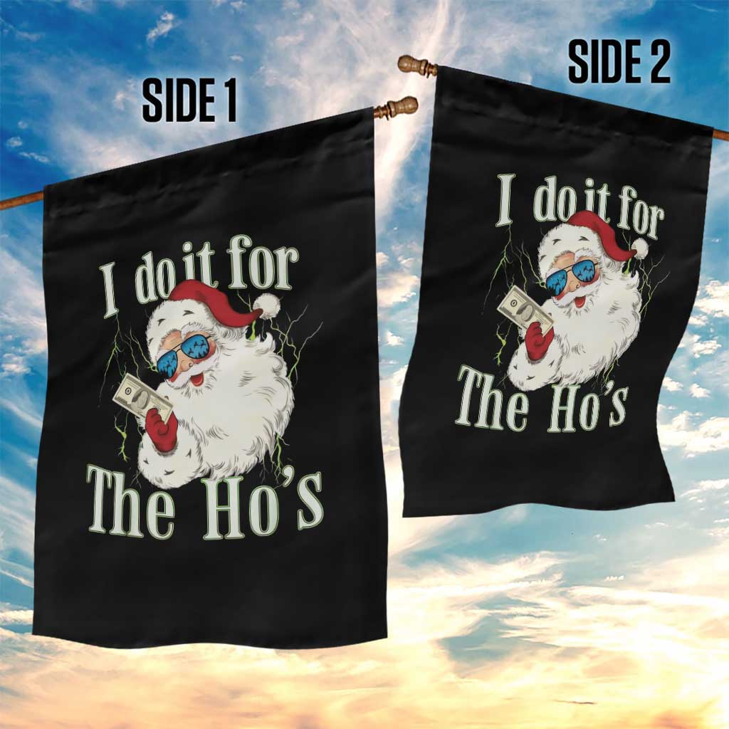 I Do It For The Hos Garden Flag Rude Offensive Christmas Santa Face Retro Bootleg TS10 Print Your Wear