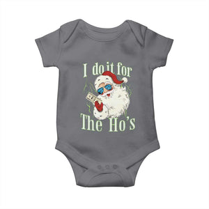 I Do It For The Hos Baby Onesie Rude Offensive Christmas Santa Face Retro Bootleg TS10 Charcoal Print Your Wear