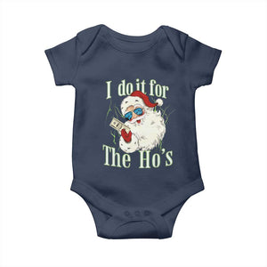 I Do It For The Hos Baby Onesie Rude Offensive Christmas Santa Face Retro Bootleg TS10 Navy Print Your Wear