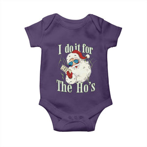I Do It For The Hos Baby Onesie Rude Offensive Christmas Santa Face Retro Bootleg TS10 Purple Print Your Wear