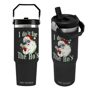 I Do It For The Hos Flip Straw Tumbler Rude Offensive Christmas Santa Face Retro Bootleg TS10 One Size: 30 oz Black Print Your Wear