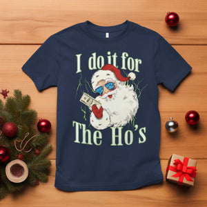 I Do It For The Hos T Shirt Rude Offensive Christmas Santa Face Retro Bootleg TS10 Navy Print Your Wear