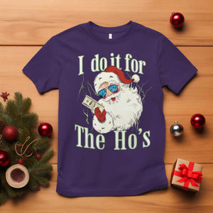 I Do It For The Hos T Shirt Rude Offensive Christmas Santa Face Retro Bootleg TS10 Purple Print Your Wear