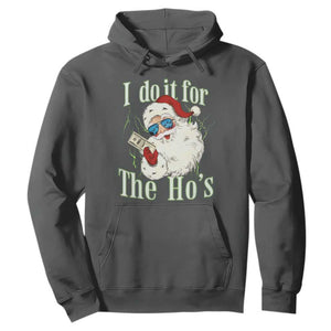 I Do It For The Hos Hoodie Rude Offensive Christmas Santa Face Retro Bootleg TS10 Dark Heather Print Your Wear