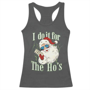 I Do It For The Hos Racerback Tank Top Rude Offensive Christmas Santa Face Retro Bootleg TS10 Dark Heather Print Your Wear
